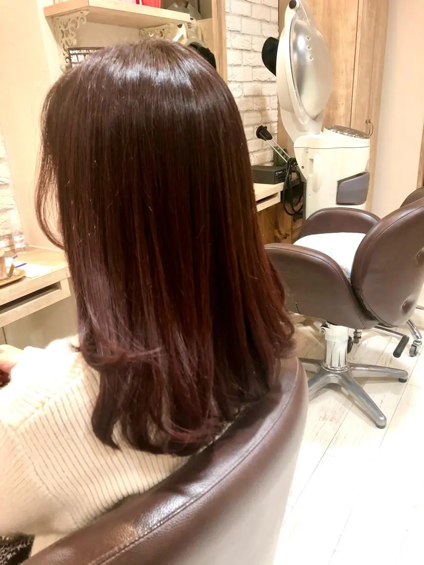 セミロング カラー カシス 清水 有実子のヘアスタイル