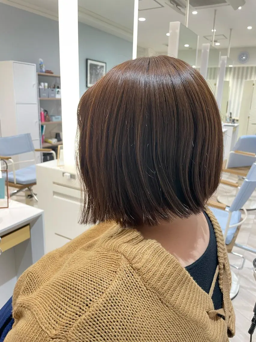 ショート カラー 切りっぱなしボブ ベージュカラー ボブ 💐レイヤー/透明感 カラー💐智口彩香のヘアスタイル