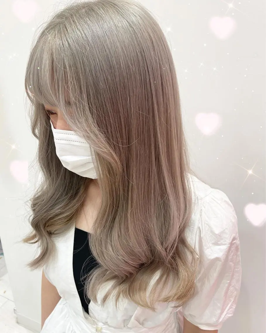セミロング カラー グレージュ ハイトーンカラー ハイトーングレージュ ヘアカラー トリートメント 新宿駅近♡個室 ♡関口三都季🌜のヘアスタイル