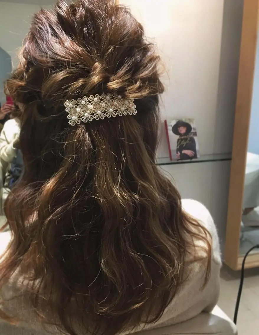 セミロング ヘアアレンジ 結婚式・ブライダル ヘアセット 安永 涼のヘアスタイル