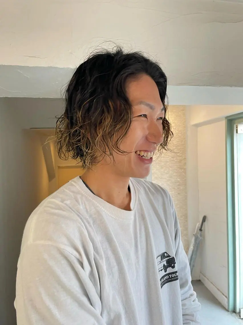 パーマ メンズ カット パーマ 平 ちひろのヘアスタイル