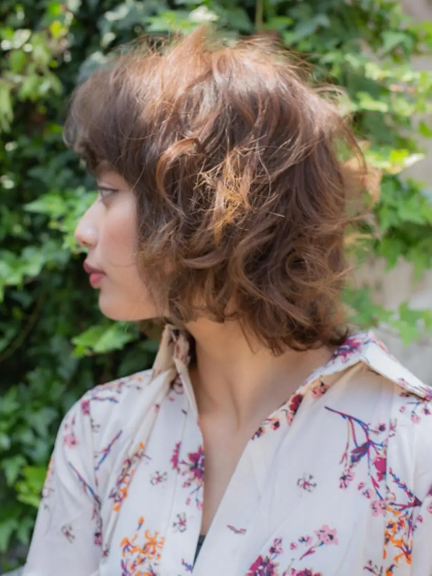 ミディアム パーマ ミディアムパーマ レイヤーカット トリートメント カット パーマ トリートメント 福島 浩司のヘアスタイル
