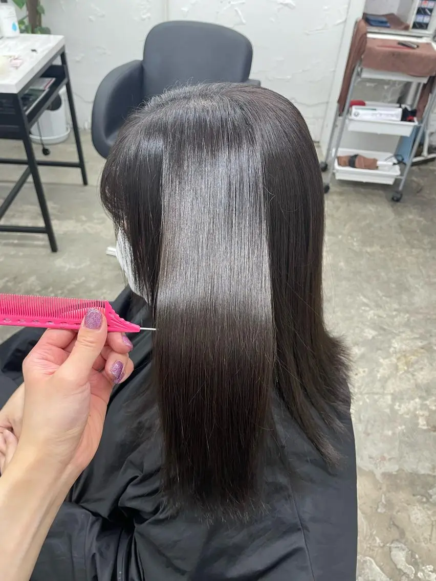 セミロング カラー アッシュ アッシュブラウン バレイヤージュ ミストバング ブラウンカラー ヘアカラー トリートメント ヘッドスパ 🧡艶髪/エクステ 🫧🧡YUKI❄️のヘアスタイル