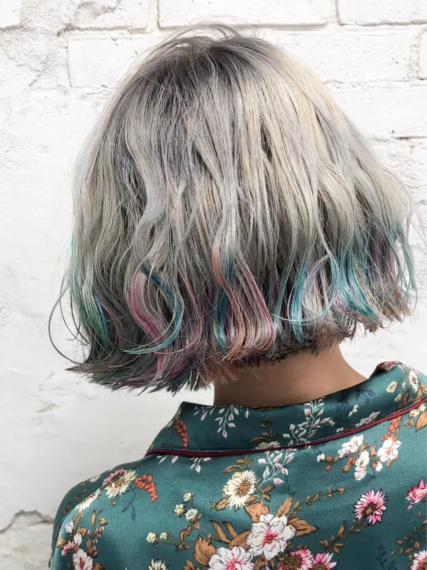 ショート カラー バレイヤージュ ブリーチ ケアブリーチ ダブルカラー ハイライトカラー welring hair salonのヘアスタイル