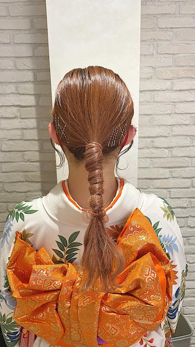 ロング ヘアアレンジ 着物ヘア シールエクステ横浜 🐏☁️miminaのヘアスタイル