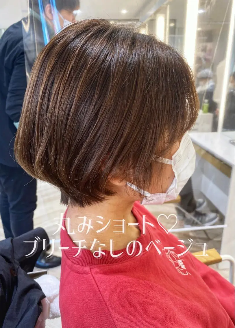 ショート カラー パーマ ベージュカラー ブリーチ ブリーチなしカラー ショートヘア カット 縮毛矯正 小顔レイヤー/ ベージュ🤍Rieのヘアスタイル