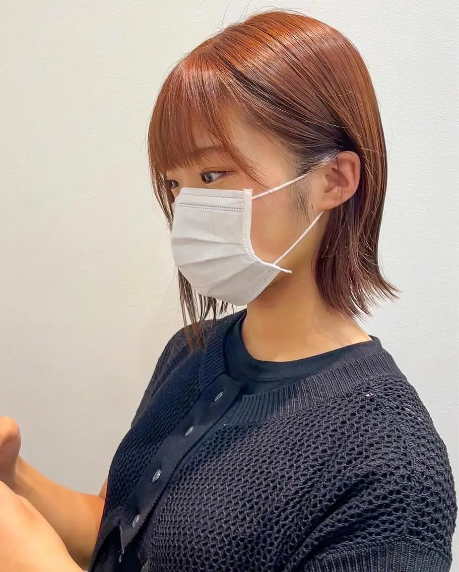 ミディアム カラー ベージュカラー オレンジ オレンジベージュ mir MIYUのヘアスタイル