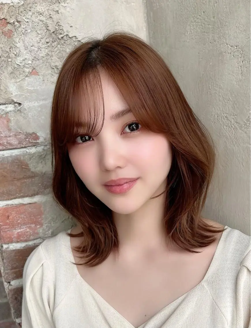 ミディアム くびれヘア レイヤーカット 🧡くびれヘア/前髪 顔周り🧡久原結衣のヘアスタイル