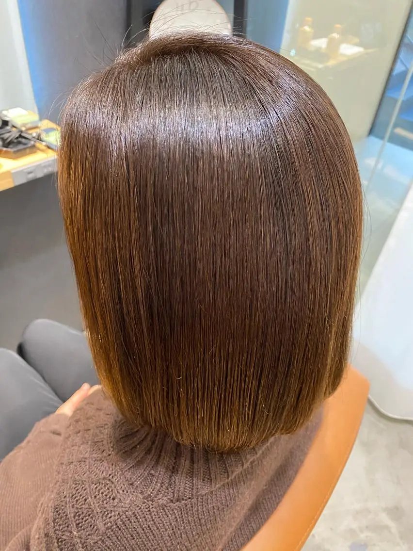ミディアム パーマ 縮毛矯正 カット 縮毛矯正 トリートメント 田中 アキオのヘアスタイル