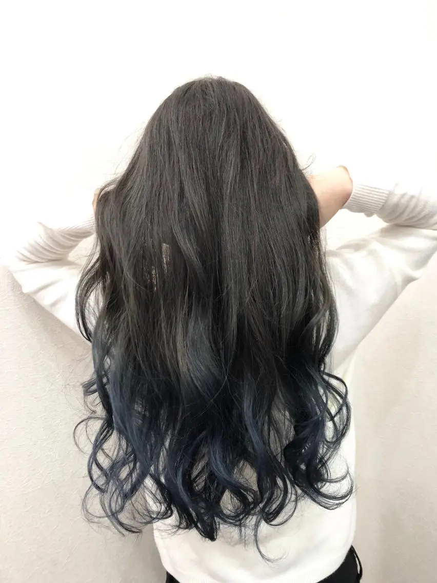 ロング カラー ヘアアレンジ ブルーカラー ネイビーカラー Asian Hair &Eyebrowのヘアスタイル