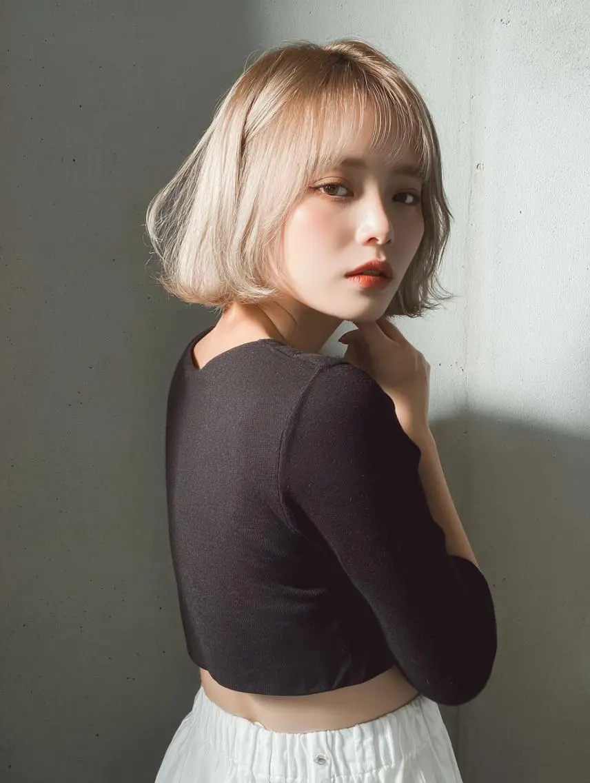 ショート 切りっぱなしボブ ボブ カット ヘアカラー トリートメント ショート&ボブ🦋 shell立川🫧のヘアスタイル