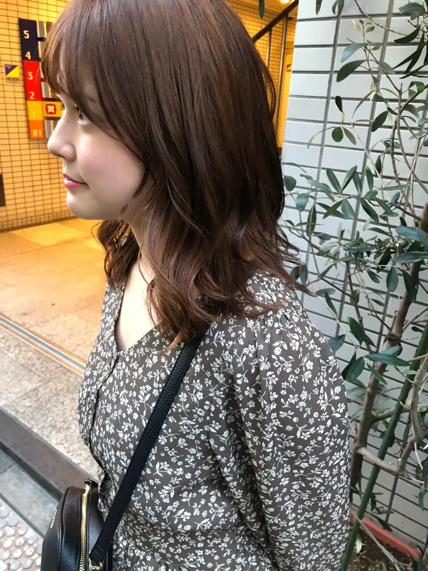 セミロング カラー カット ヘアカラー トリートメント 🌷ボブ/髪質改善 ストレートのヘアスタイル