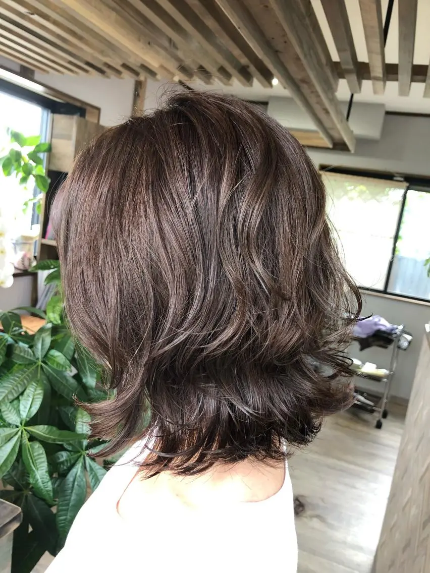 ミディアム カラー カット パーマ 今井 里美のヘアスタイル