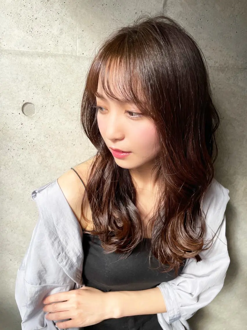 セミロング カラー 韓国風ヘア レイヤーカット KURO/縮毛矯正 /髪質改善/レイヤーのヘアスタイル
