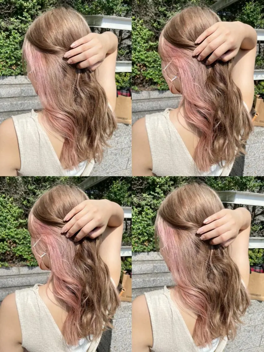 ロング カラー ミストバング ブリーチ ダブルカラー  フェイスフレーミング ハイライトカラー ヘアカラー 🩵アンブレラカラー 髪質改善　丸尾】のヘアスタイル