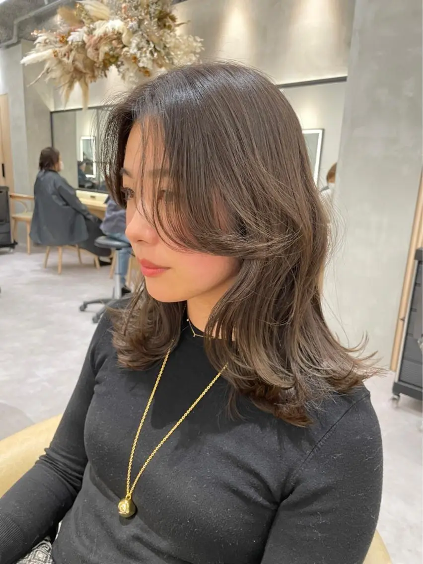 セミロング カラー パーマ ヘアアレンジ マツエク・マツパ 韓国風マツエク 韓国風ヘア レイヤー縮毛矯正 ささきすずね💗のヘアスタイル
