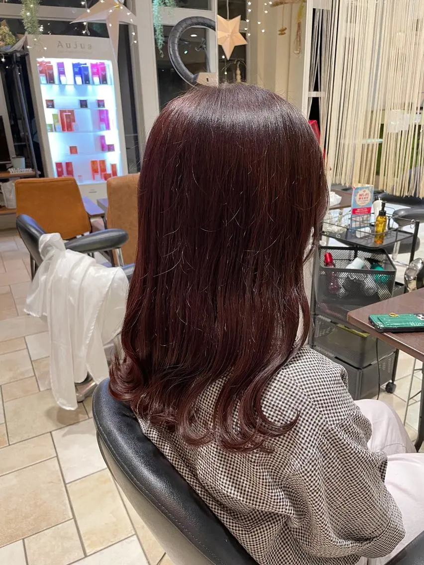 セミロング カラー ラベンダーカラー ピンクカラー 松本 美涼のヘアスタイル