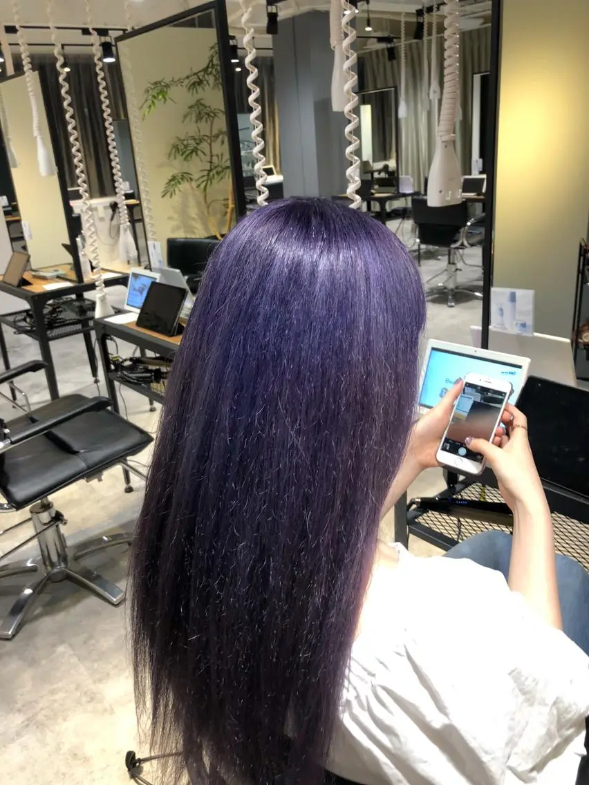 ロング カラー ブリーチ パープルカラー 韓国風ヘア GIEN 末吉 海斗のヘアスタイル
