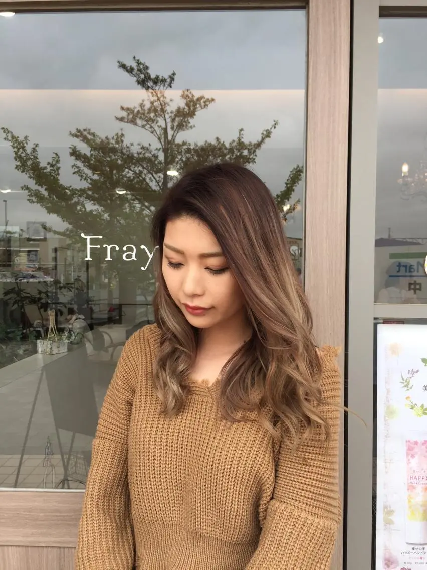 ロング カラー ブリーチ ダブルカラー グラデーションカラー ハイライトカラー ハイライト 菅井 敏樹のヘアスタイル