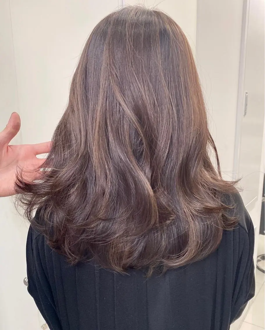 セミロング カラー アディクシーカラー バレイヤージュ ブリーチ デザインカラー ダブルカラー ナチュラルレイヤー/ ボブパーマ/カネコのヘアスタイル