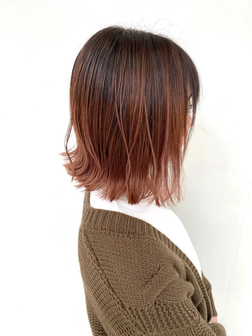 ショート カラー バレイヤージュ ブラウンカラー ピンクカラー ピンクブラウン レイヤーカット 東條 克義のヘアスタイル