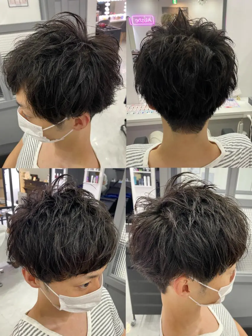 ショート カラー パーマ ヘアアレンジ メンズ 🔥メンズパーマ 特化 渡辺一翔のヘアスタイル