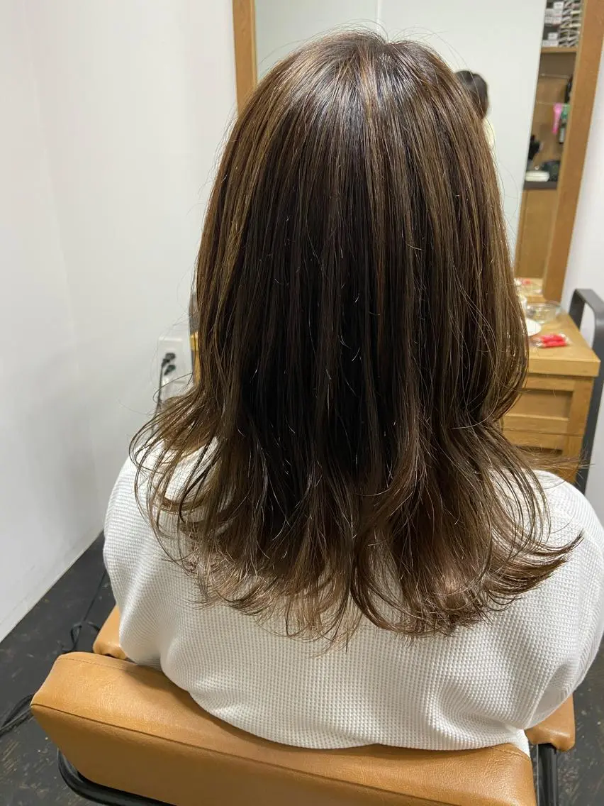 セミロング カラー アッシュ グラデーションカラー ハイライトカラー ハイライト sato harunaのヘアスタイル