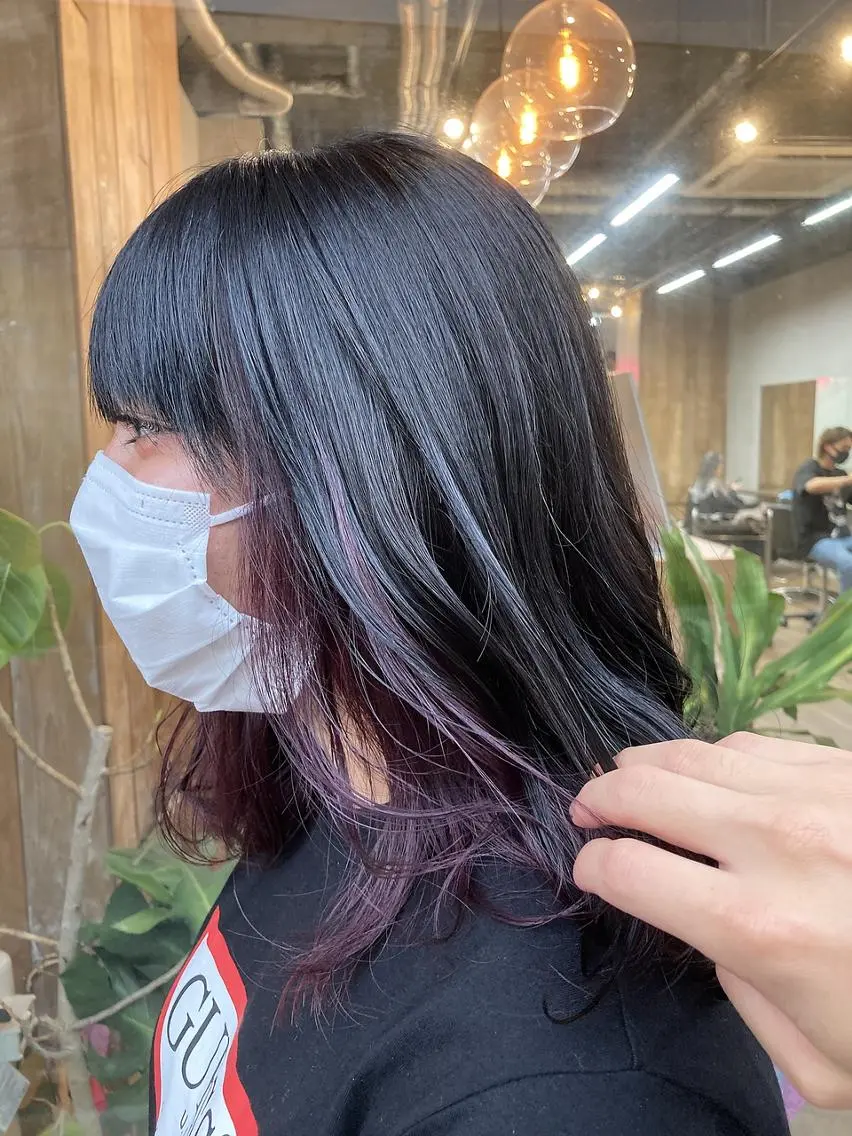 ロング カラー インナーカラー ピンクカラー バイオレットカラー ANGELICA 天理店のヘアスタイル