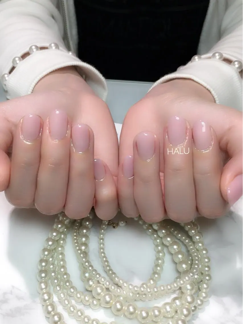 ネイル ワンカラーネイル ピンク シンプルネイル HALU ハルのネイルデザイン