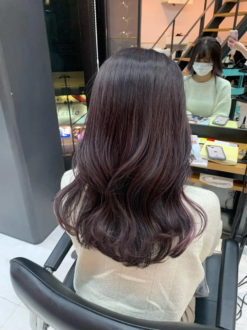 ロング カラー 🌷ラベンダーピンク 顔まわり🌷ねいろのヘアスタイル