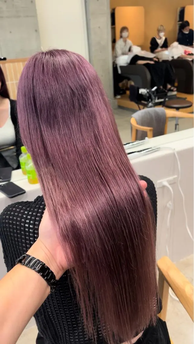 ロング カラー ピンクカラー ピンクパープル パープルカラー ヘアカラー 誰より丁寧なカット/ 小林輝/レイヤーのヘアスタイル