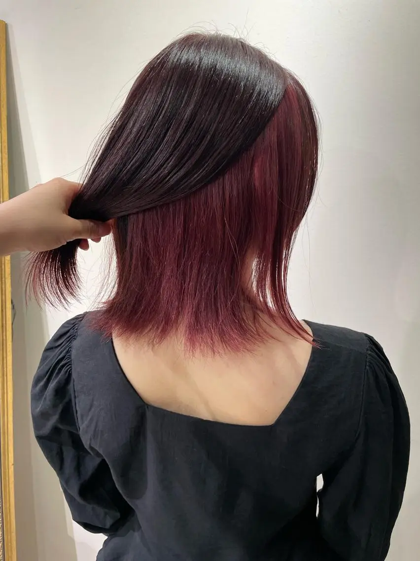 ミディアム カラー インナーカラー ピンクカラー ヘアカラー 🦋美髪/エクステ 🦋アベイクミのヘアスタイル
