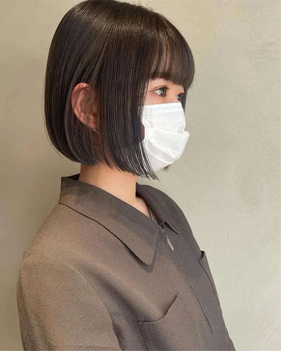 ミディアム ボブ カット ヘアカラー yajima Moemiのヘアスタイル