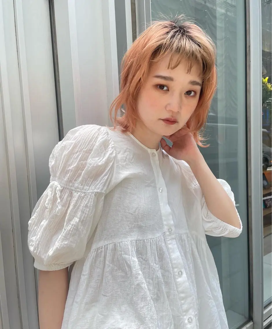 ミディアム カラー ヘアカラー トリートメント 【完全個室】髪質改善 暖色カラー/山崎唯奈のヘアスタイル