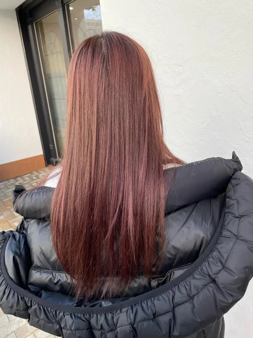 ロング ピンクブラウン 亀川蓮 Agu hairのヘアスタイル