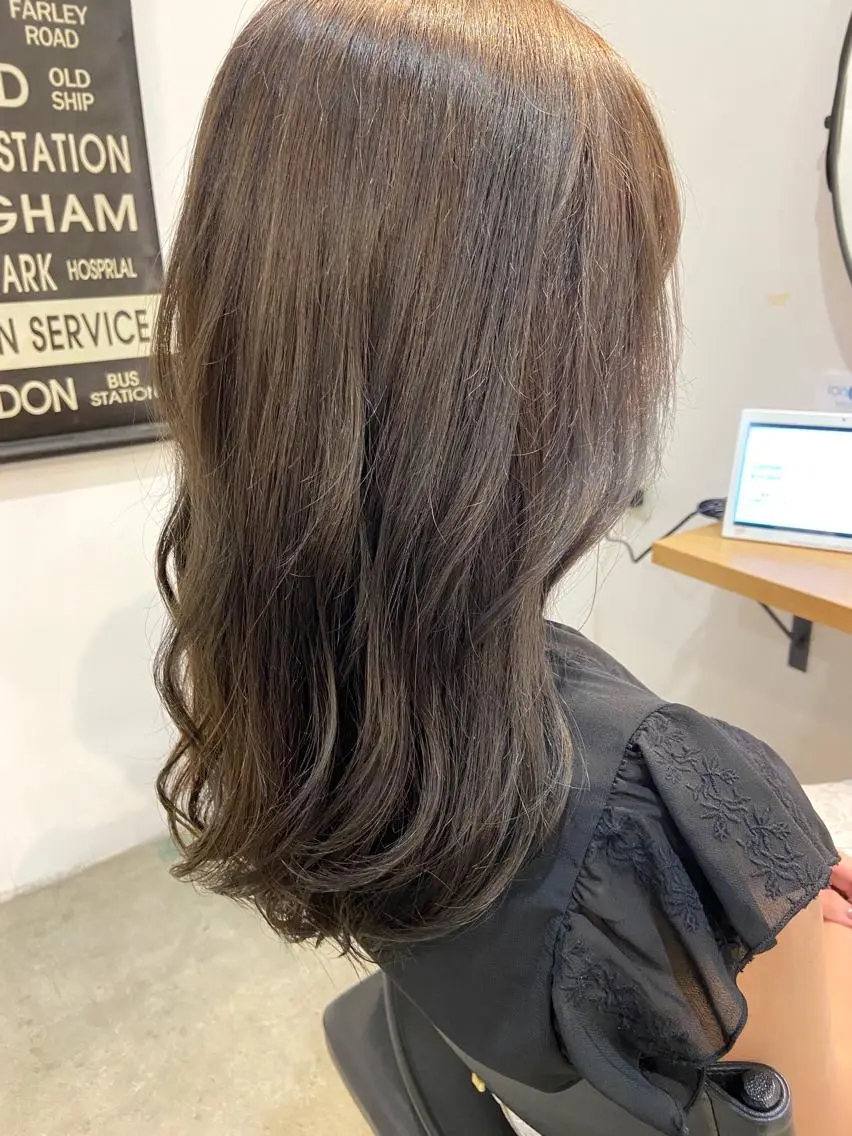 ミディアム カット ヘアカラー 髪質改善/森ノ宮/ 美容室/店長杉山慶尚のヘアスタイル