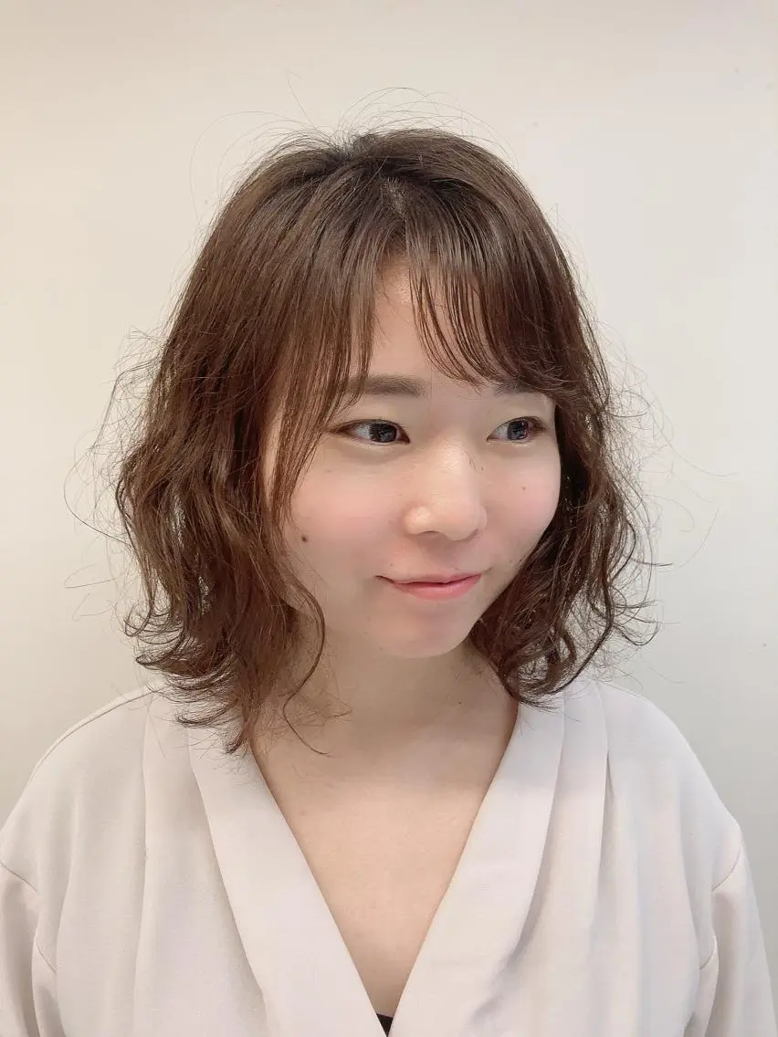 ミディアム パーマ 似合わせカット/ カラー🌼松原 寿花のヘアスタイル