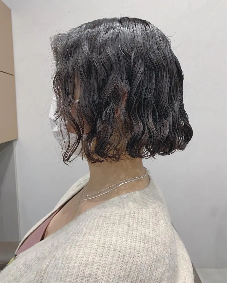 カラー パーマ ボブパーマコテ巻き風 パーマNo1深江秀平のヘアスタイル