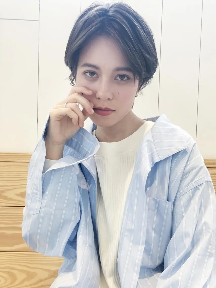ショート カラー パーマ ヘアアレンジ ハンサムショート ショートヘア ITbyALBUM 中野店のヘアスタイル