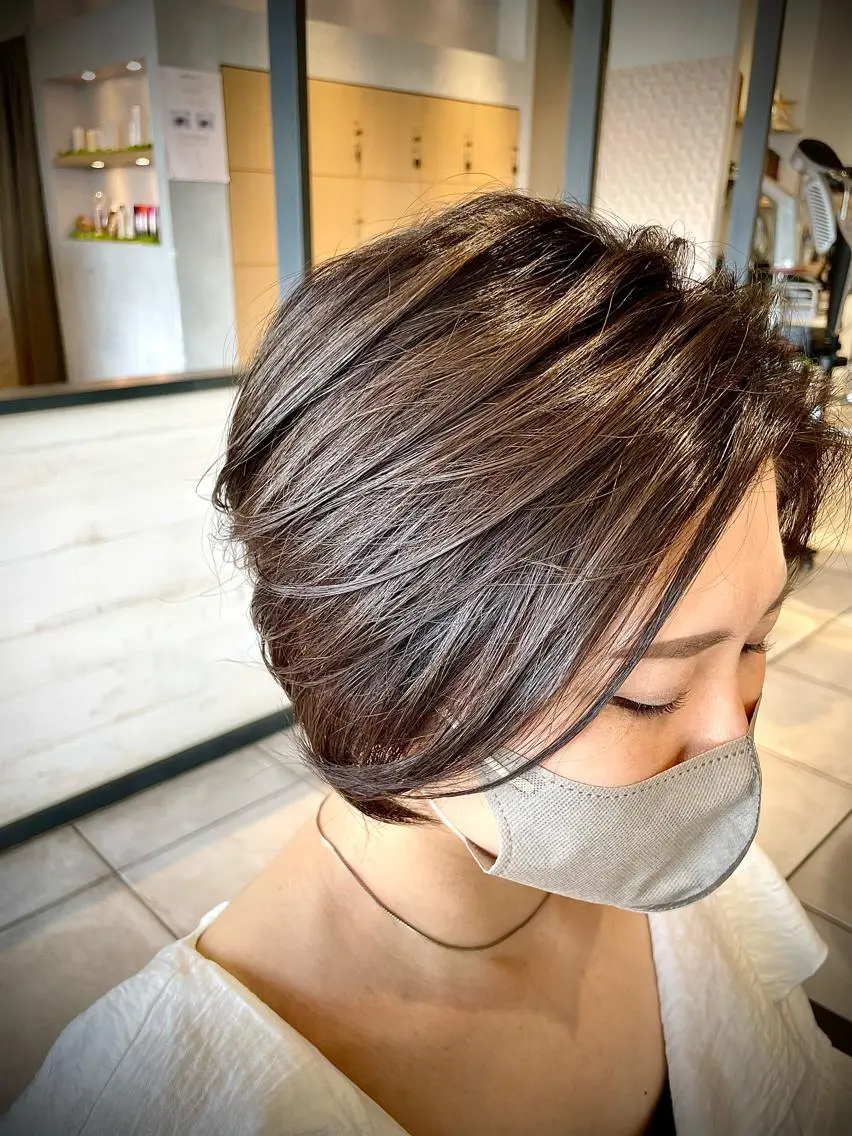 ショート カラー カット ヘアセット 渡部雄大 ショート／縮毛矯正のヘアスタイル
