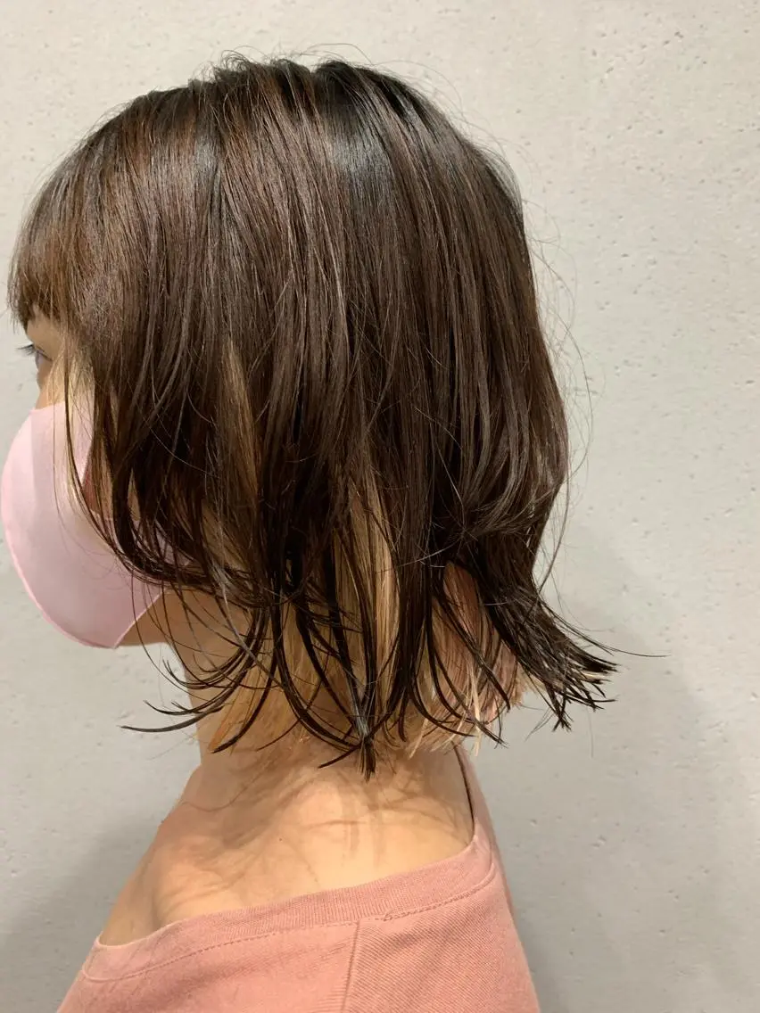 ミディアム カラー ボブパーマコテ巻き風 パーマNo1深江秀平のヘアスタイル