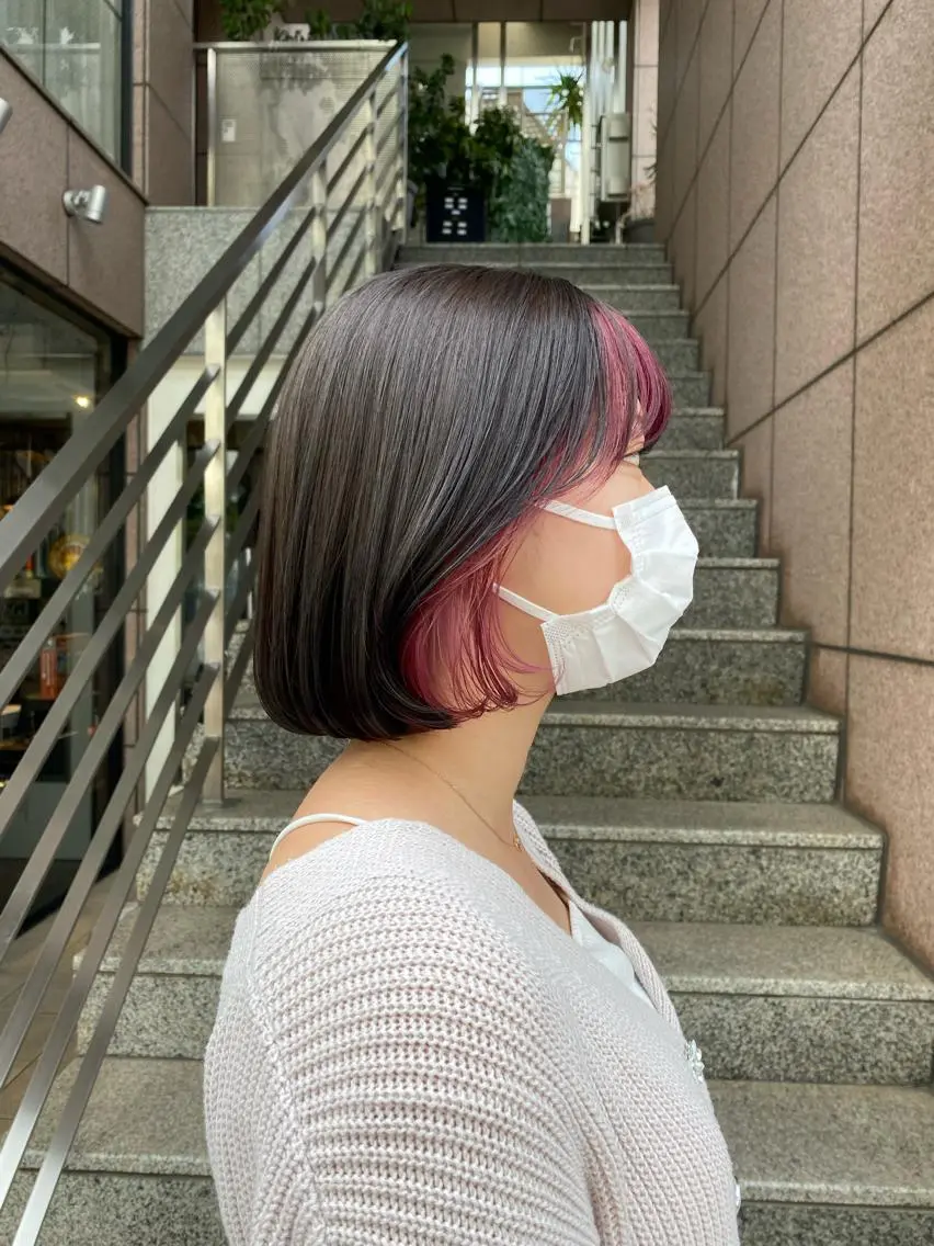ミディアム カラー ボブ カット ヘアカラー Lomalia 🤍🫧/makoのマツエク・マツパデザイン
