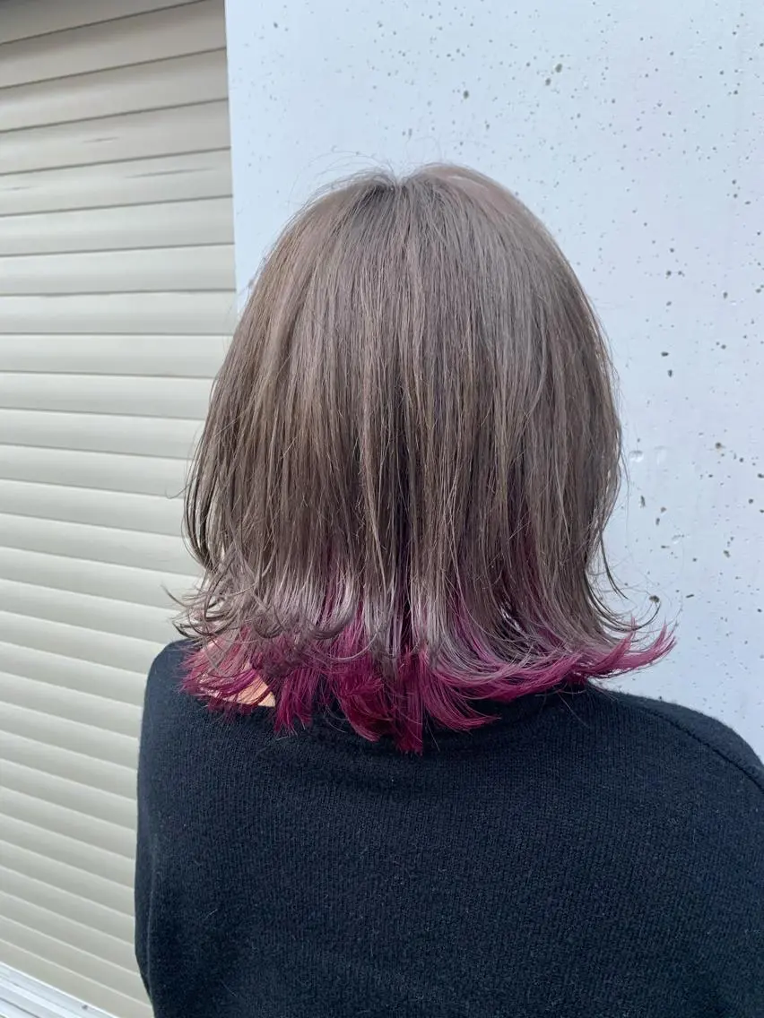 ミディアム カラー ベージュカラー インナーカラー ピンクカラー 似合わせカラー🫶 小川千波のヘアスタイル