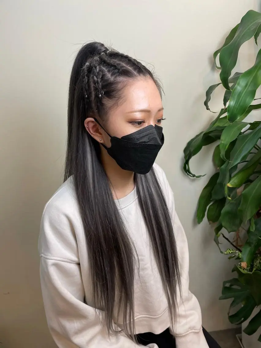 ロング カラー 編み込みエクステ プルエクステ シールエクステ バレイヤージュ ブリーチ ヘアカラー エクステ WEST OLAND加藤圭介のヘアスタイル
