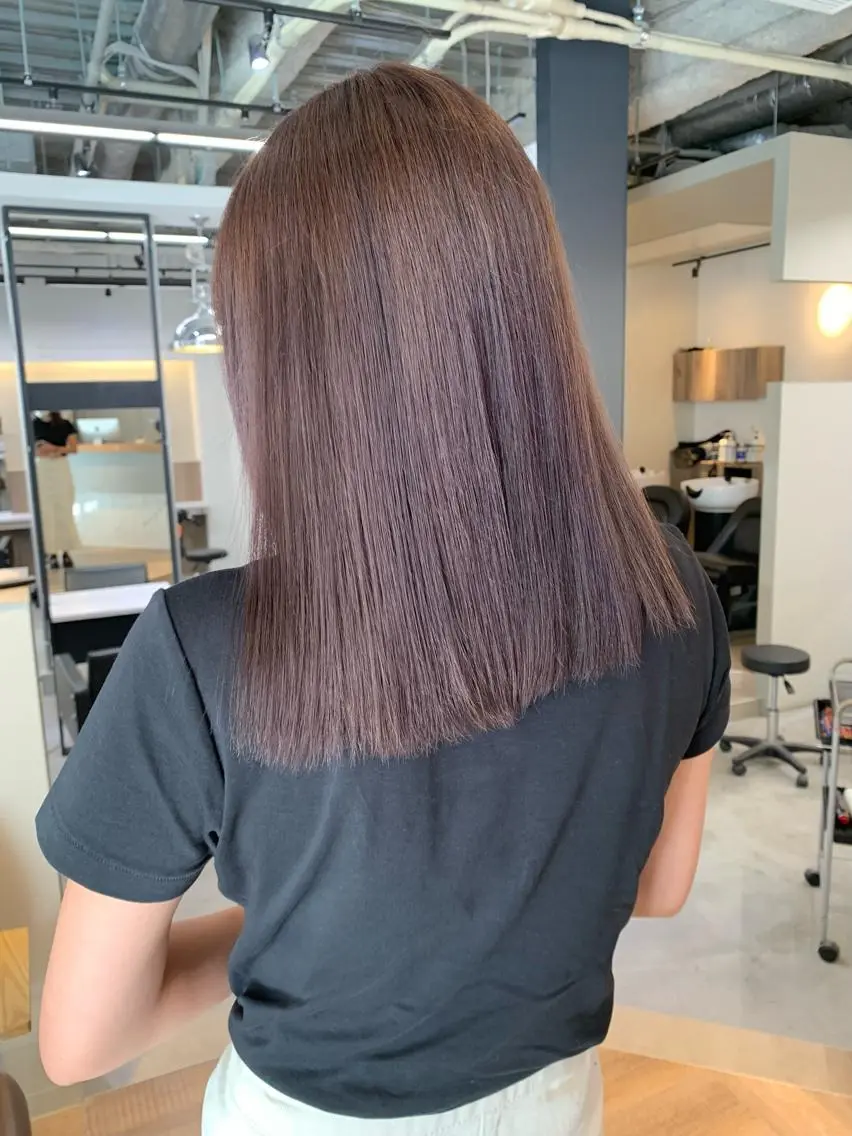 ミディアム カラー ブリーチ グレージュ パープルカラー パープルグレージュ ヘアカラー トリートメント レイヤー/大人メンズ パーマ🌀 平島拓也のヘアスタイル