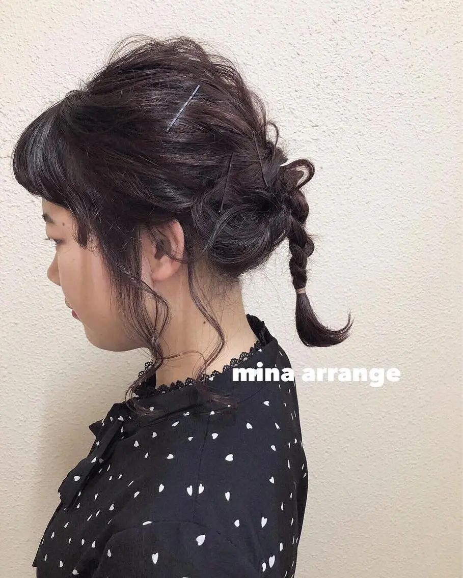 ミディアム カラー ヘアアレンジ カット ヘアカラー ツキノキ ミナのヘアスタイル