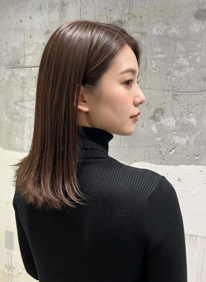 セミロング カラー 縮毛矯正 トリートメント Ｈelena_きら 縮毛矯正/まつパのヘアスタイル