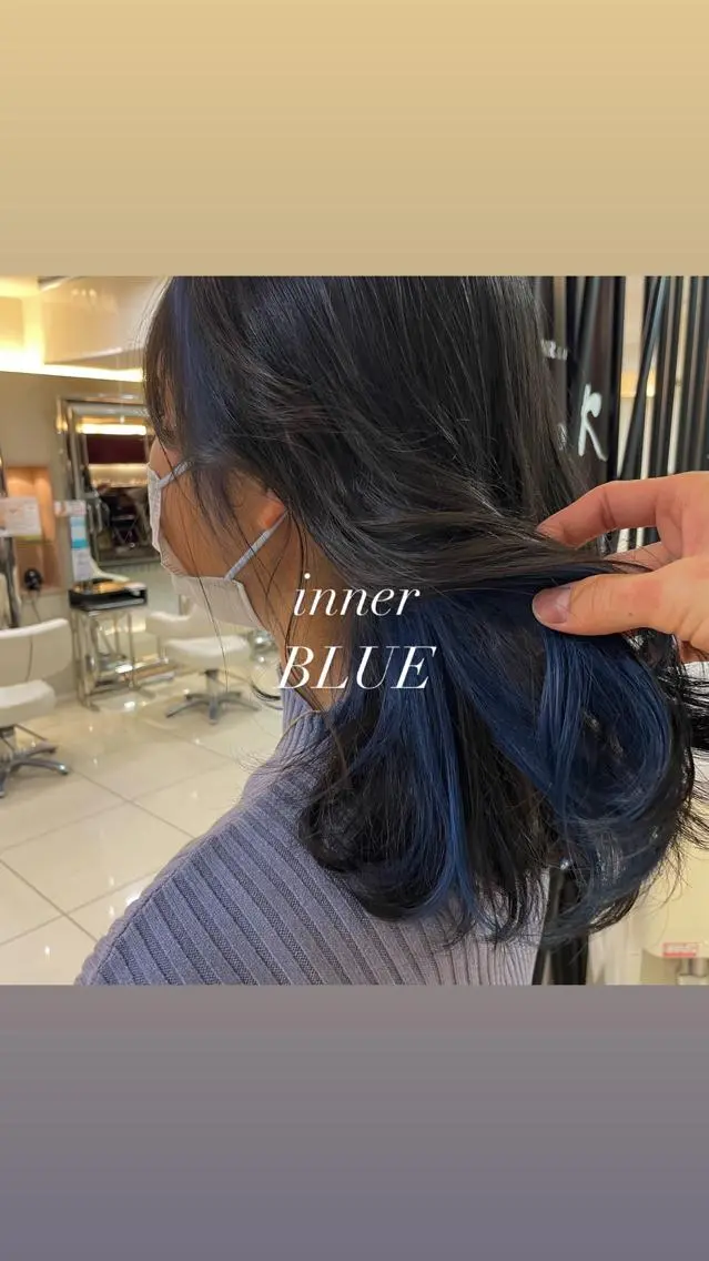 ミディアム カラー ヘアアレンジ ブリーチ ブルーカラー 新宿/顔周りカット/ レイヤー/がっきーのヘアスタイル