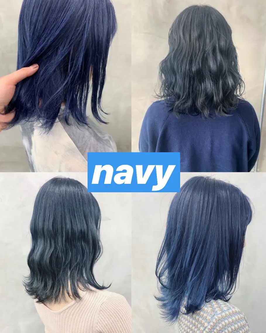 ミディアム カラー ブルーカラー ネイビーカラー 🐝 hachi🐝のヘアスタイル