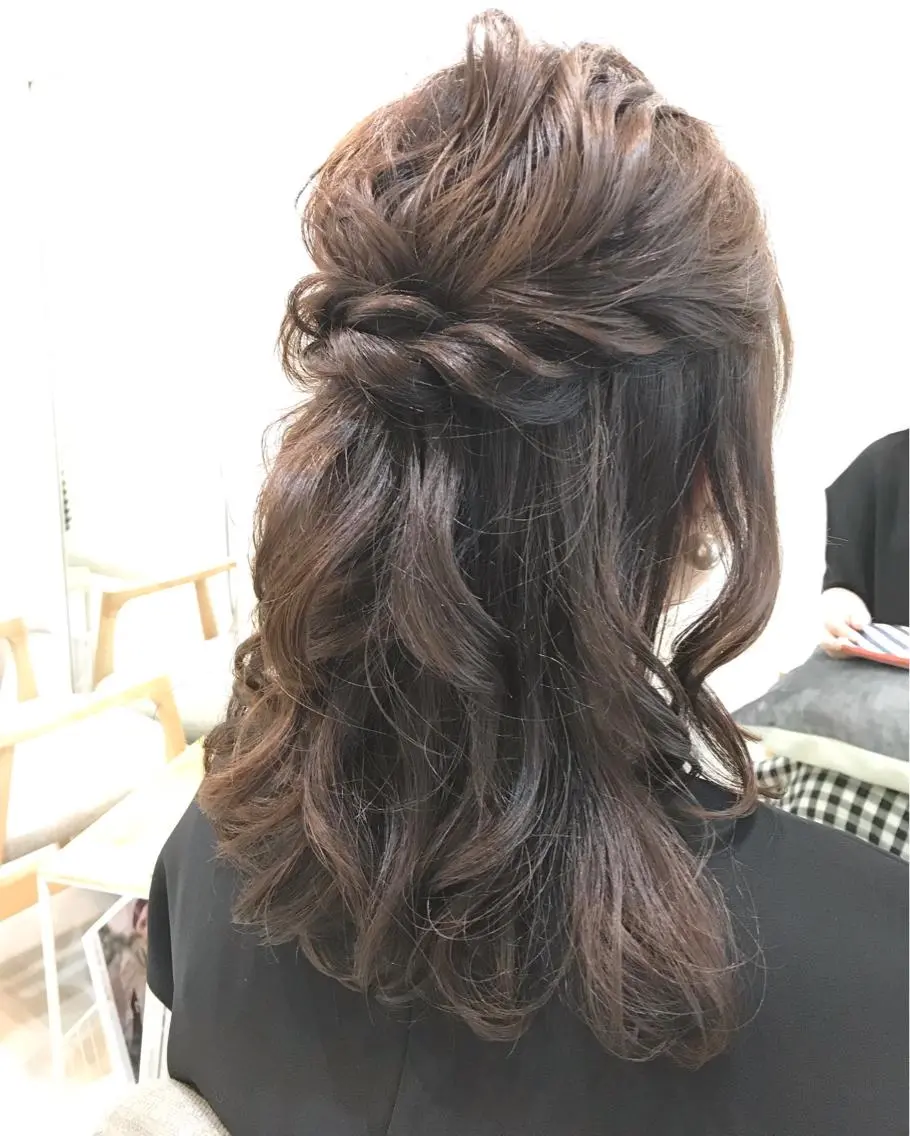 セミロング ヘアアレンジ 結婚式・ブライダル takebuchi harukaのヘアスタイル